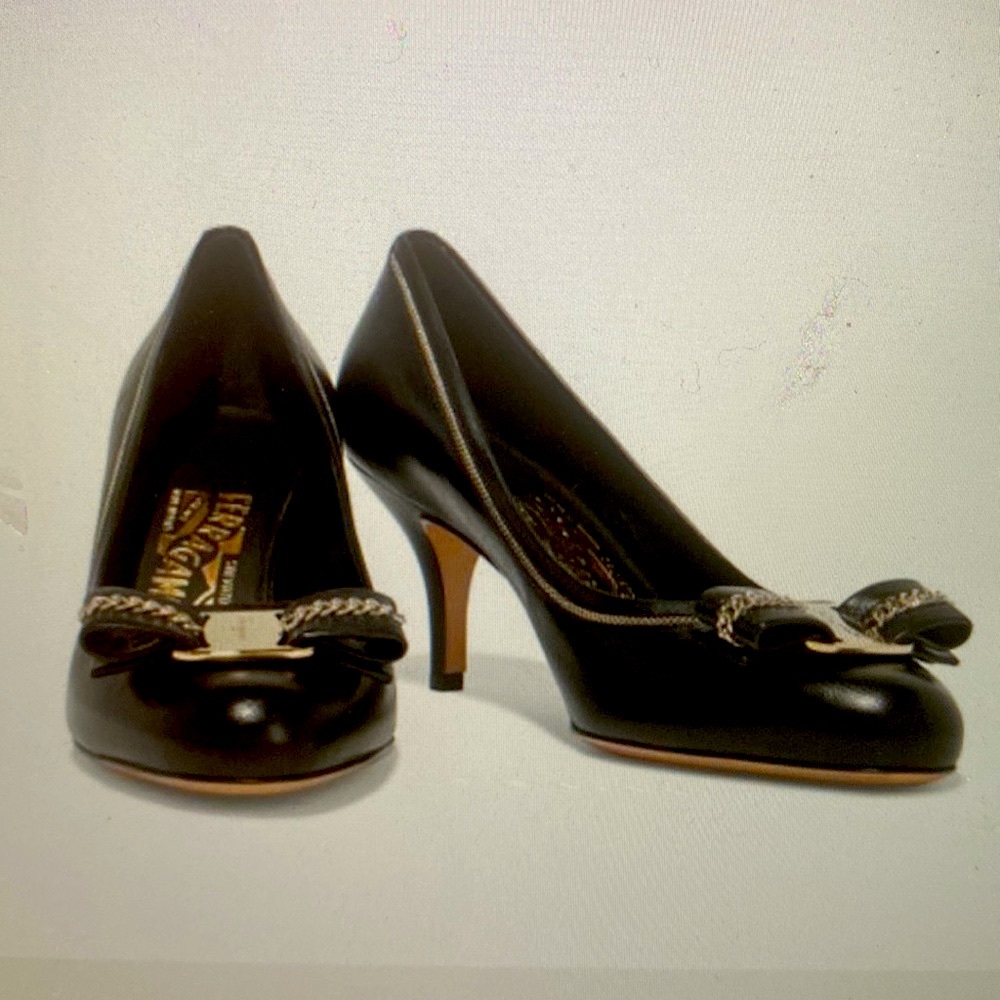 Ferragamo women's now-embellished leather pumps
